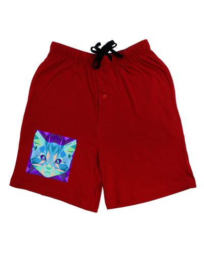 Geometric Kitty Inverted Adult Lounge Shorts-Lounge Shorts-TooLoud-Red-Small-Davson Sales