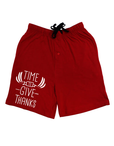 Time to Give Thanks Dark Adult Lounge Shorts-Lounge Shorts-TooLoud-Red-Small-Davson Sales