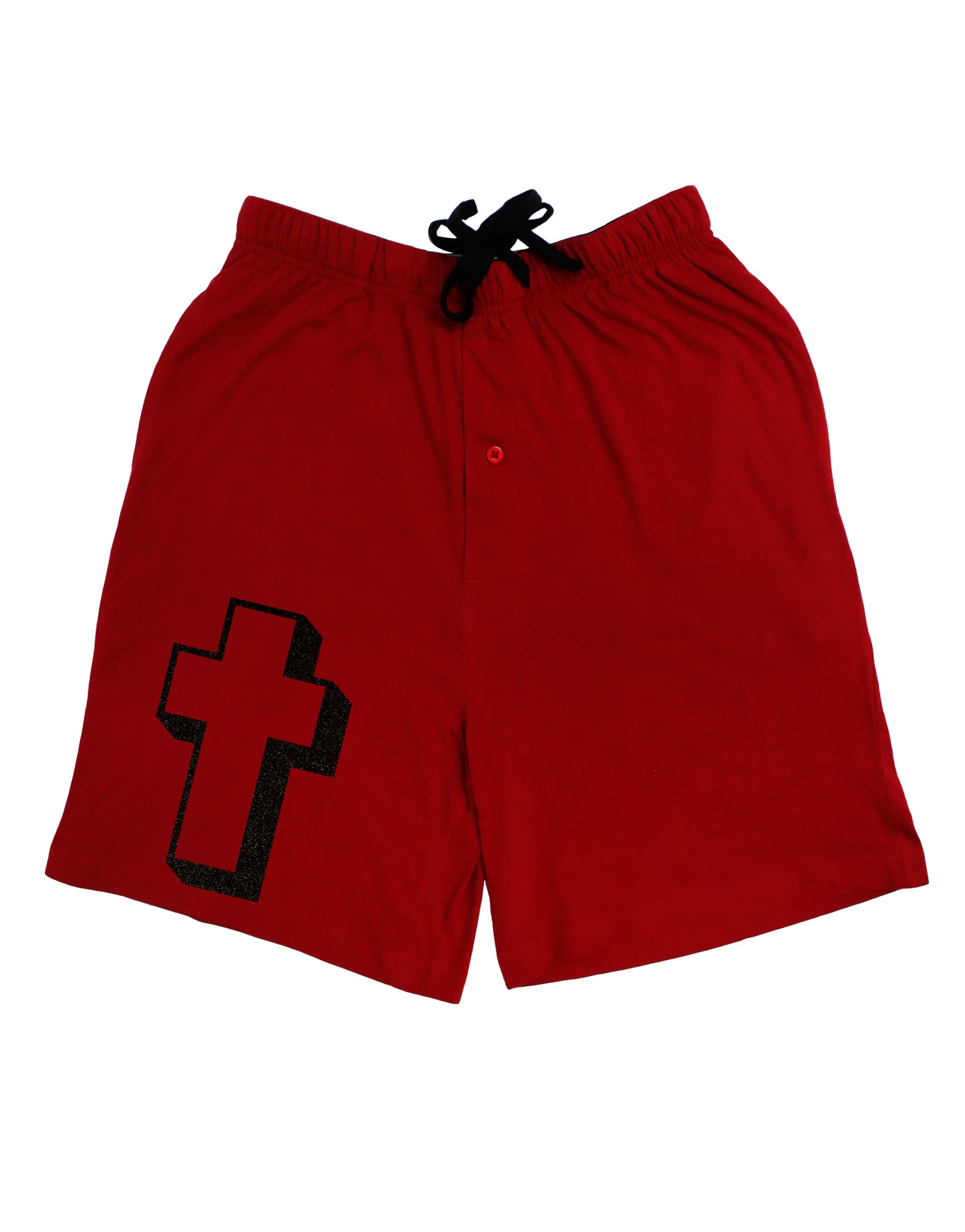 Simple Cross Design Glitter - Black Adult Lounge Shorts - Red or Black by TooLoud-Lounge Shorts-TooLoud-Red-Small-Davson Sales