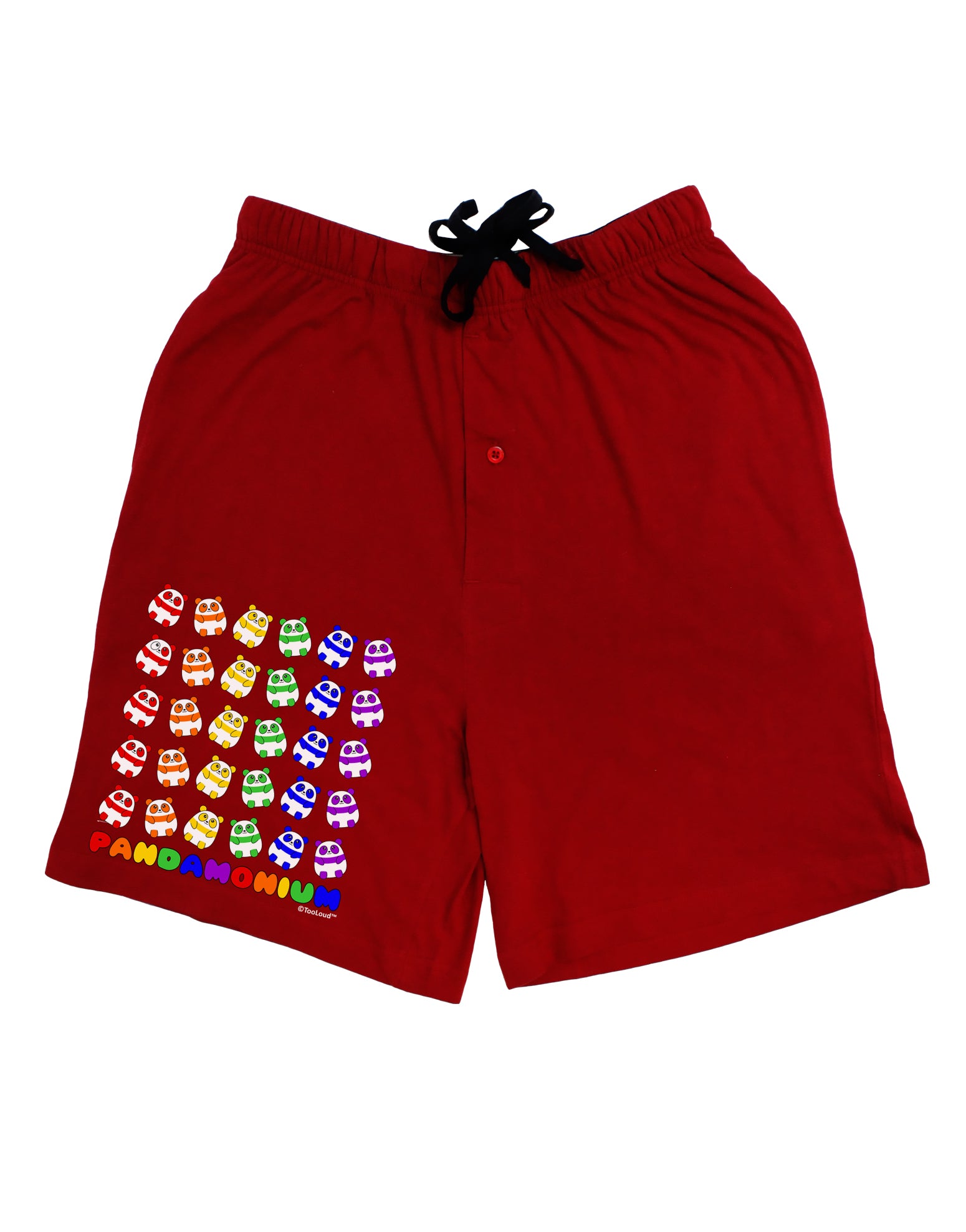 Pandamonium Rainbow Pandas Adult Lounge Shorts - Red or Black by TooLoud-Lounge Shorts-TooLoud-Black-Small-Davson Sales