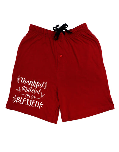 Thankful grateful oh so blessed Dark Adult Lounge Shorts-Lounge Shorts-TooLoud-Red-Small-Davson Sales