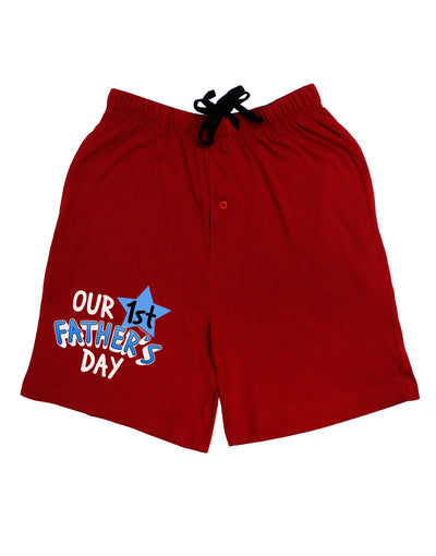 Our 1st Father's Day Adult Lounge Shorts-Lounge Shorts-TooLoud-Red-Small-Davson Sales