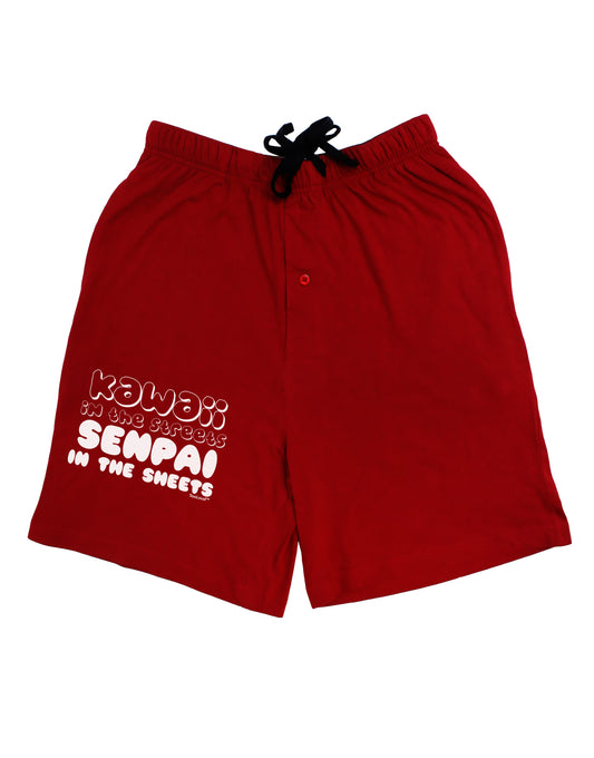 Kawaii in the Streets Senpai in the Sheets Adult Lounge Shorts - Red or Black by TooLoud-Lounge Shorts-TooLoud-Black-Small-Davson Sales