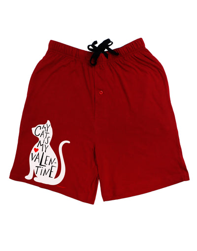 My Cat Is My Valentine Adult Lounge Shorts - Red or Black by TooLoud-Lounge Shorts-TooLoud-Black-Small-Davson Sales