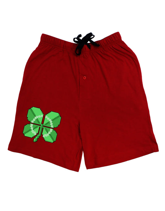 Pixel Four Leaf Clover Adult Lounge Shorts-Lounge Shorts-TooLoud-Red-Small-Davson Sales
