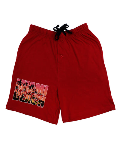 Miami Beach - Sunset Palm Trees Adult Lounge Shorts - Red or Black by TooLoud-Lounge Shorts-TooLoud-Black-Small-Davson Sales