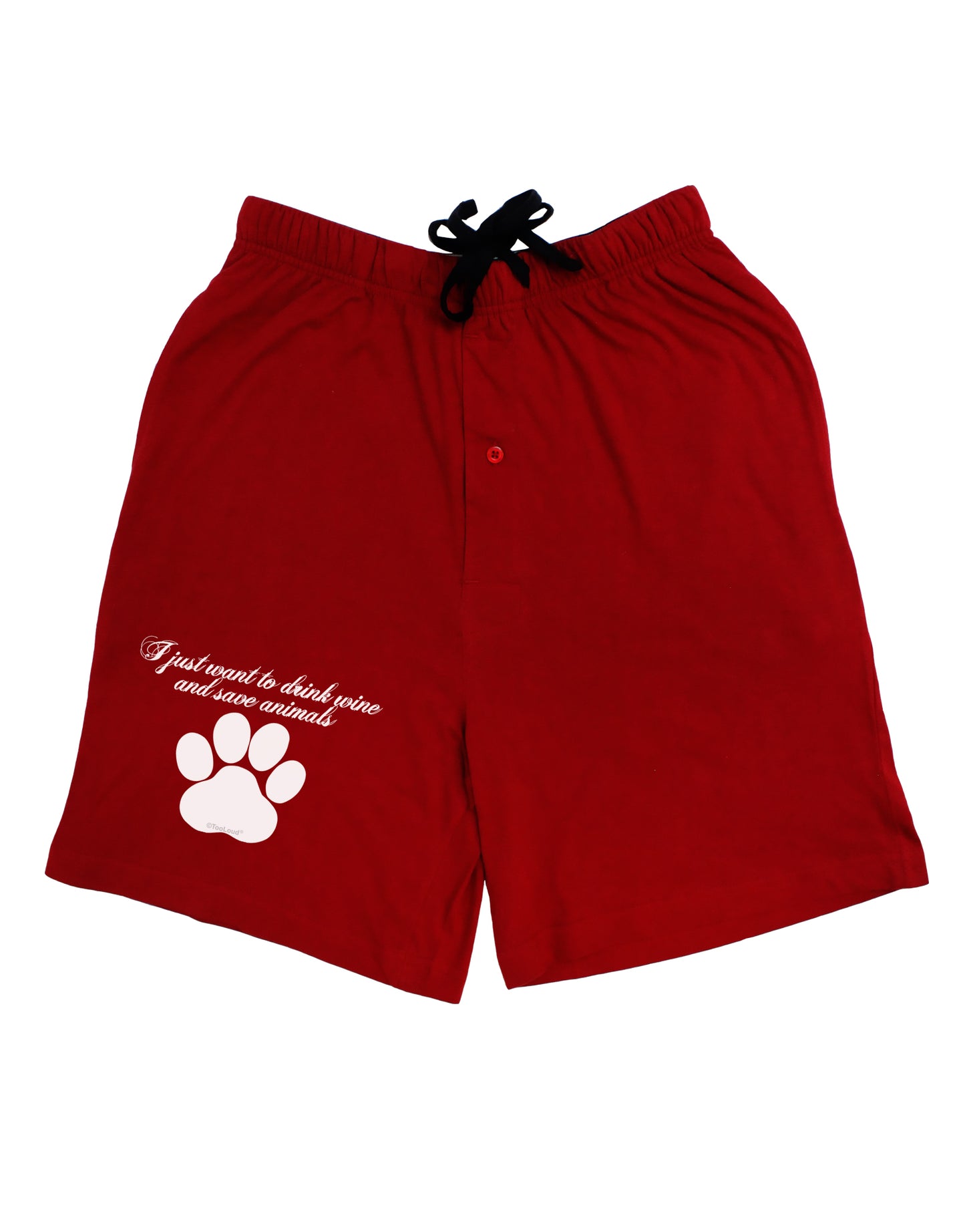 I Just Want To Drink Wine And Save Animals Adult Lounge Shorts by TooLoud-Lounge Shorts-TooLoud-Red-Small-Davson Sales