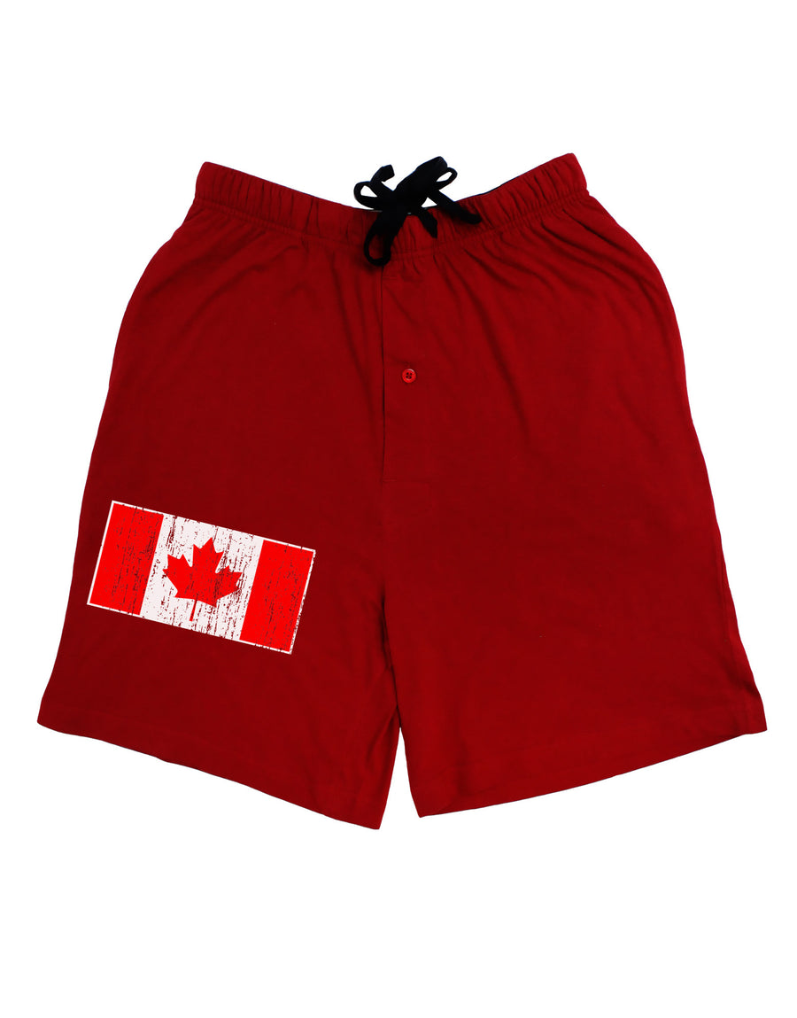 Distressed Canadian Flag Maple Leaf Adult Lounge Shorts - Red- Medium-Lounge Shorts-TooLoud-Davson Sales