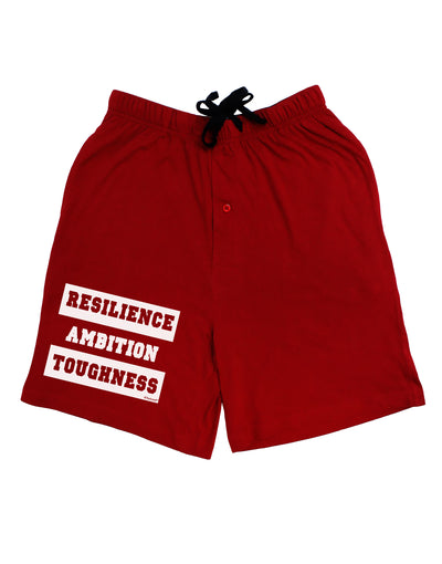 RESILIENCE AMBITION TOUGHNESS Dark Adult Lounge Shorts-Lounge Shorts-TooLoud-Red-Small-Davson Sales