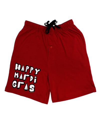 Happy Mardi Gras Text 2 BnW Adult Lounge Shorts-Lounge Shorts-TooLoud-Red-Small-Davson Sales