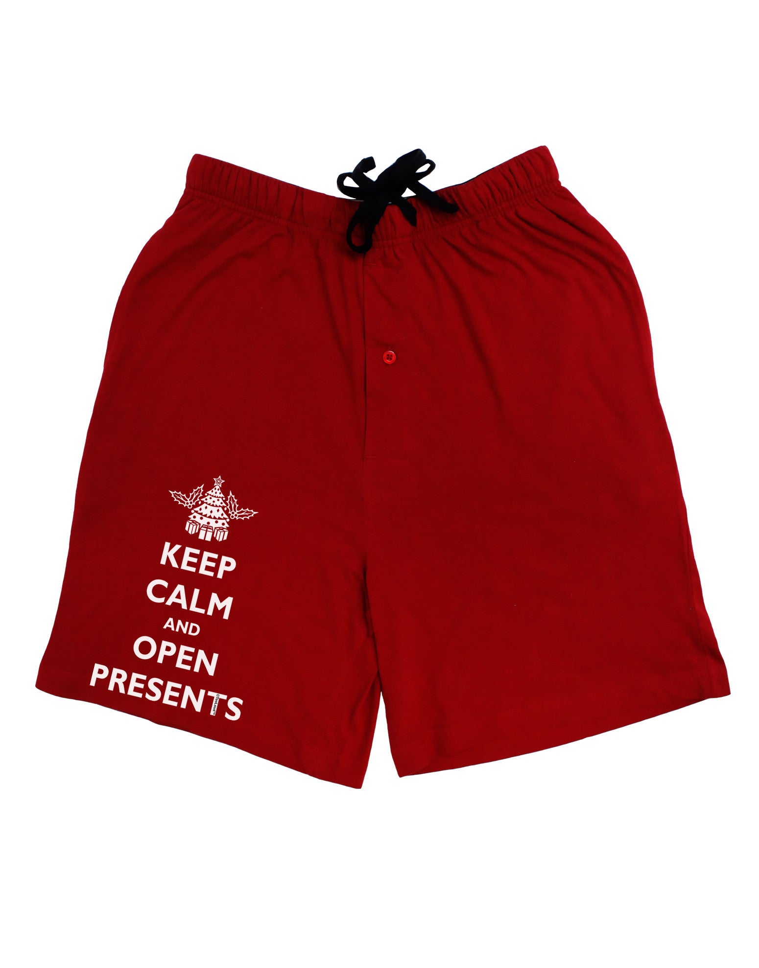 Keep Calm and Open Presents Christmas Adult Lounge Shorts - Red- Medium-Lounge Shorts-TooLoud-Davson Sales