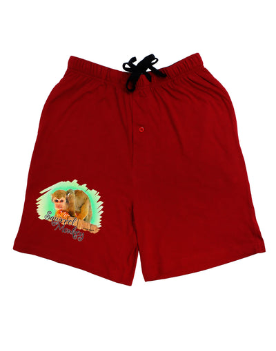 Squirrel Monkey Watercolor Text Adult Lounge Shorts-Lounge Shorts-TooLoud-Red-Small-Davson Sales