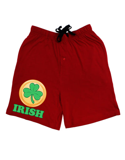 Shamrock Button - Irish Adult Lounge Shorts - Red or Black by TooLoud-Lounge Shorts-TooLoud-Red-Small-Davson Sales