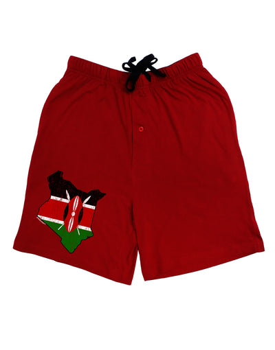 Kenya Flag Silhouette Distressed Adult Lounge Shorts-Lounge Shorts-TooLoud-Red-Small-Davson Sales