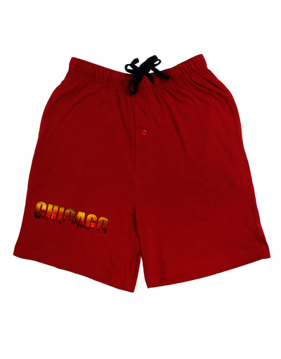 Chicago Skyline Cutout - Sunset Sky Adult Lounge Shorts - Red or Black by TooLoud-Lounge Shorts-TooLoud-Black-Small-Davson Sales