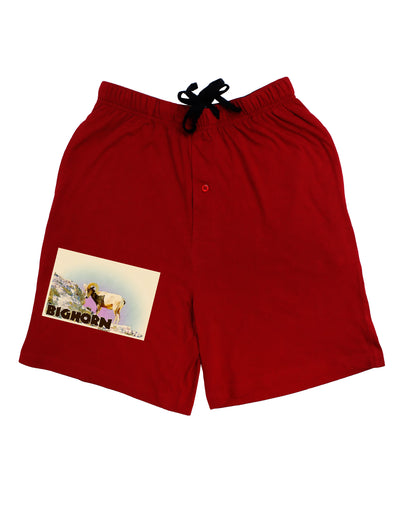 Bighorn Ram WatercolorText Adult Lounge Shorts-Lounge Shorts-TooLoud-Red-Small-Davson Sales