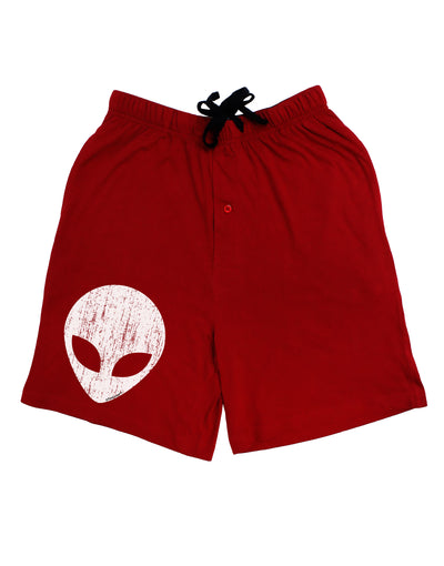 Extraterrestrial Face - Alien Distressed Adult Lounge Shorts - Red or Black by TooLoud-Lounge Shorts-TooLoud-Red-Small-Davson Sales