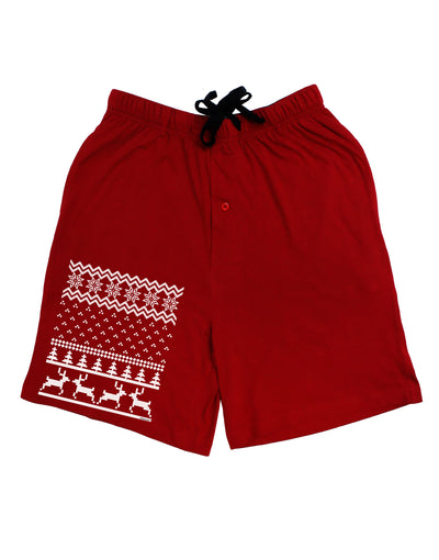 Ugly Christmas Sweater Snowflake Reindeer Pattern Adult Lounge Shorts - Red or Black-Lounge Shorts-TooLoud-Red-Small-Davson Sales