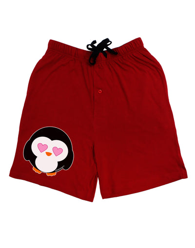 Cute Penguin - Heart Eyes Adult Lounge Shorts - Red or Black by TooLoud-Lounge Shorts-TooLoud-Black-Small-Davson Sales