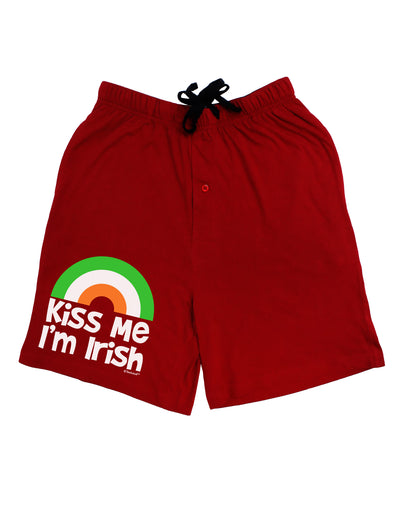 Irish Flag Rainbow - Kiss Me I'm Irish Adult Lounge Shorts - Red or Black by TooLoud-Lounge Shorts-TooLoud-Black-Small-Davson Sales