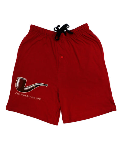 Ceci n'est pas une pipe Adult Lounge Shorts - Red or Black-Lounge Shorts-TooLoud-Red-Small-Davson Sales