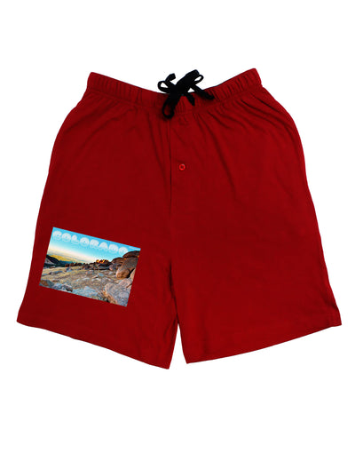 CO Rockies View with Text Adult Lounge Shorts-Lounge Shorts-TooLoud-Red-Small-Davson Sales