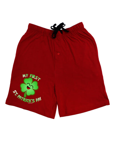 My First St. Patrick's Day Adult Lounge Shorts-Lounge Shorts-TooLoud-Red-Small-Davson Sales