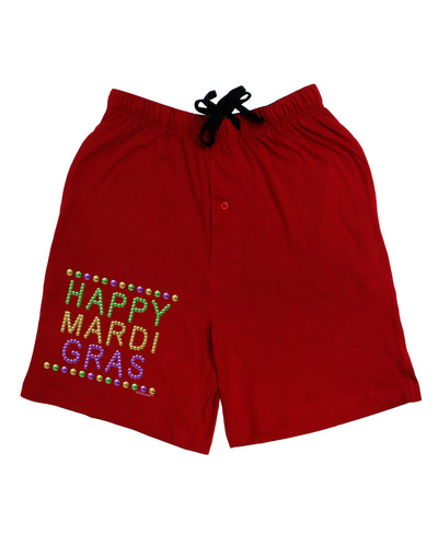 Happy Mardi Gras Beads Adult Lounge Shorts - Red or Black-Lounge Shorts-TooLoud-Red-Small-Davson Sales