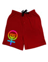 Rainbow Distressed Feminism Symbol Adult Lounge Shorts-Lounge Shorts-TooLoud-Red-Small-Davson Sales