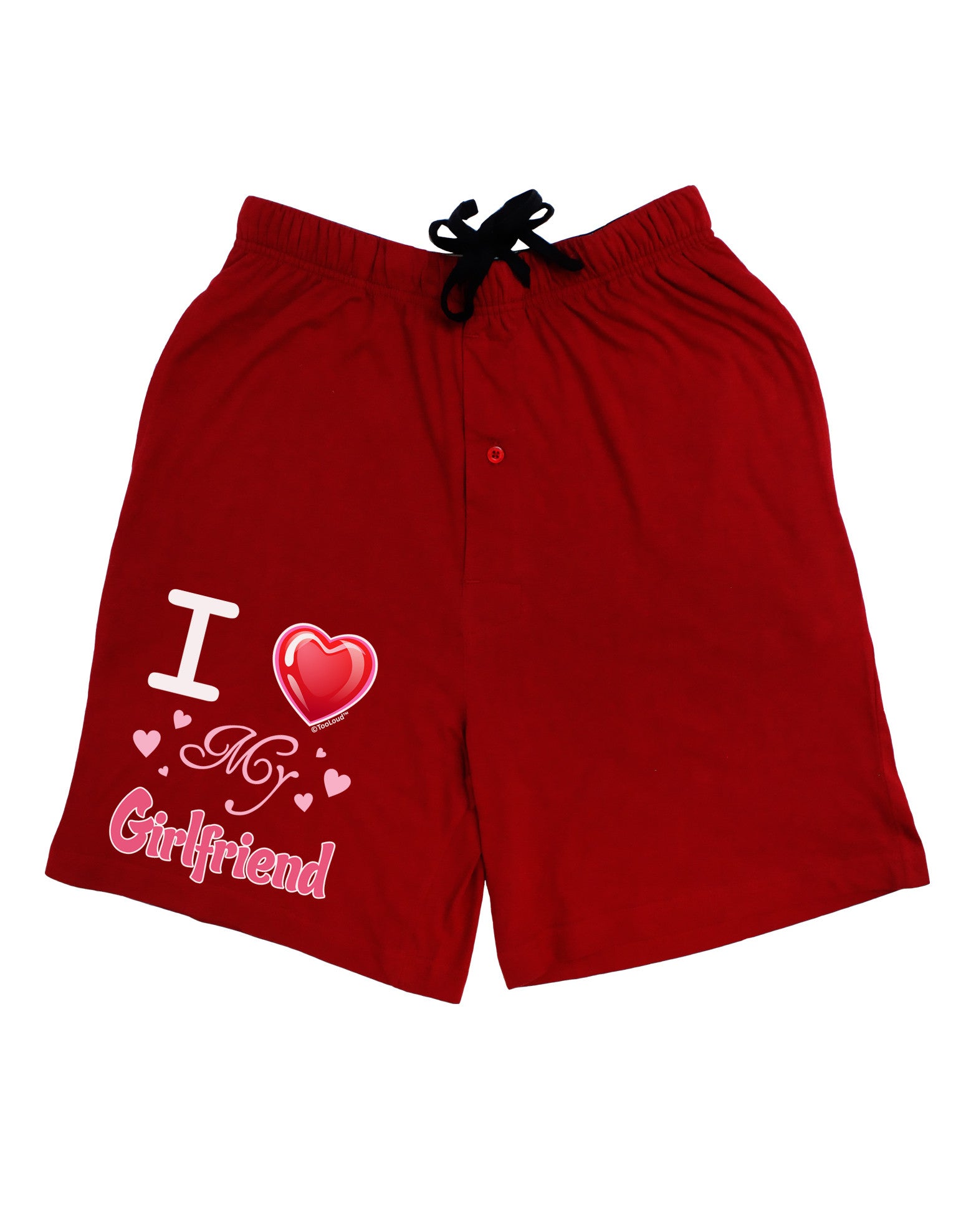 I Love Heart My Girlfriend Adult Lounge Shorts - Red or Black