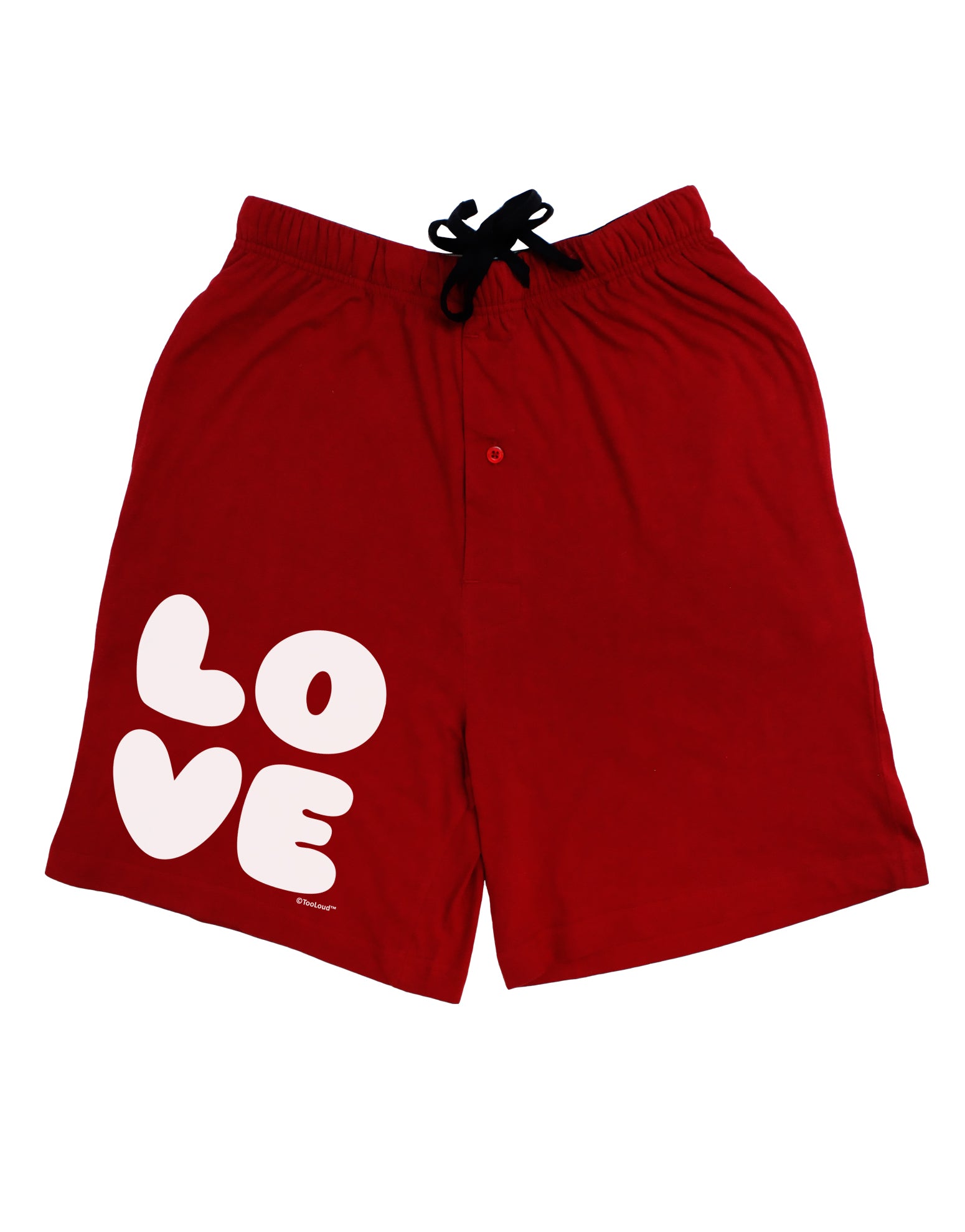 LOVE Text Adult Lounge Shorts - Red or Black by TooLoud-Lounge Shorts-TooLoud-Black-Small-Davson Sales