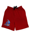 Blue Sailboat Adult Lounge Shorts-Lounge Shorts-TooLoud-Red-Small-Davson Sales