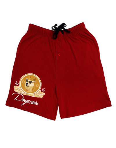Doge Coins Dark Adult Lounge Shorts-Lounge Shorts-TooLoud-Red-Small-Davson Sales