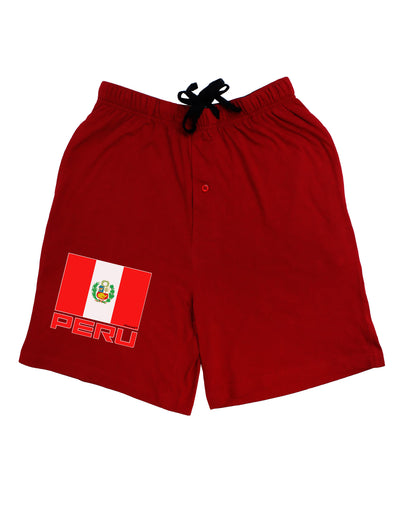 Peru Flag Dark Adult Lounge Shorts-Lounge Shorts-TooLoud-Red-Small-Davson Sales