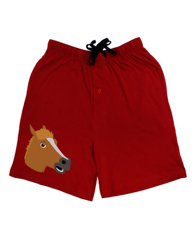 Silly Cartoon Horse Head Adult Lounge Shorts-Lounge Shorts-TooLoud-Red-Small-Davson Sales