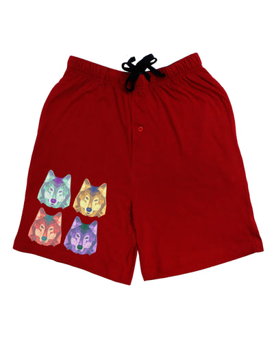 Geometric Wolf Head Pop Art Adult Lounge Shorts-Lounge Shorts-TooLoud-Red-Small-Davson Sales