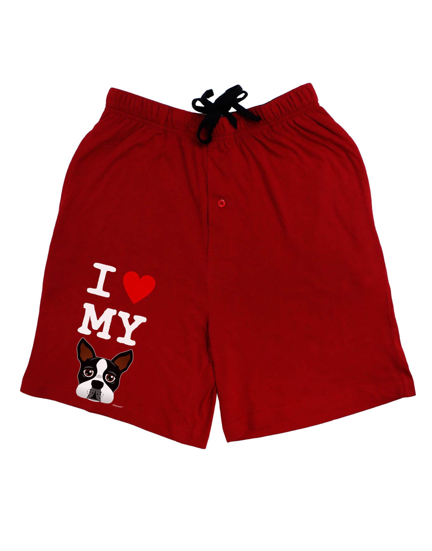 I Heart My Boston Terrier Adult Lounge Shorts - Red or Black by TooLoud-Lounge Shorts-TooLoud-Red-Small-Davson Sales