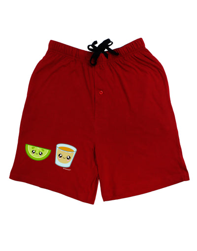 Cute Tequila Shot and Lime Wedge Adult Lounge Shorts - Red or Black by TooLoud-Lounge Shorts-TooLoud-Black-Small-Davson Sales