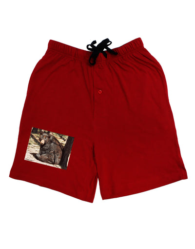 Sad Black Bear Adult Lounge Shorts-Lounge Shorts-TooLoud-Red-Small-Davson Sales