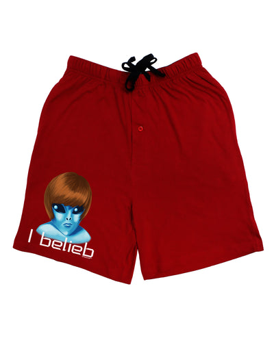 Extraterrestial - I Belieb Adult Lounge Shorts - Red or Black by TooLoud-Lounge Shorts-TooLoud-Black-Small-Davson Sales