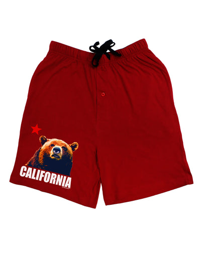 California Republic Design - Grizzly Bear and Star Adult Lounge Shorts - Red or Black by TooLoud-Lounge Shorts-TooLoud-Black-Small-Davson Sales