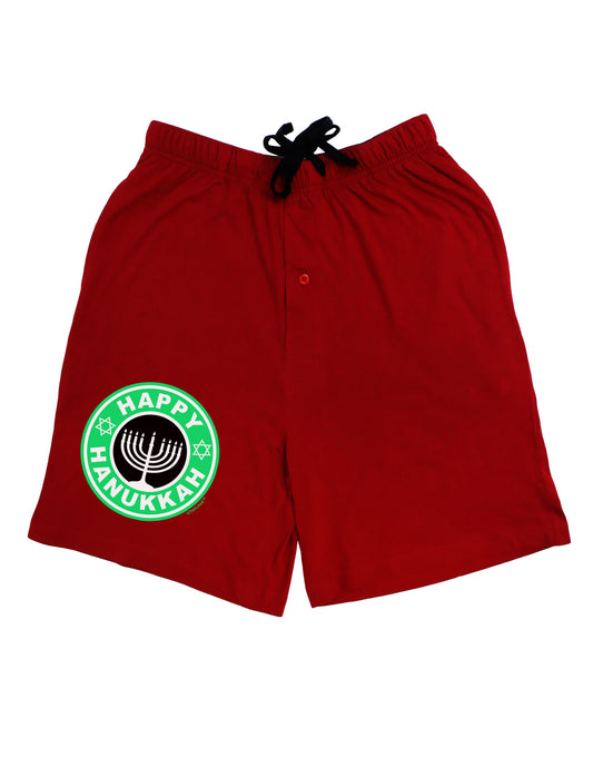 Happy Hanukkah Latte Logo Relaxed Adult Lounge Shorts-Lounge Shorts-TooLoud-Red-Small-Davson Sales