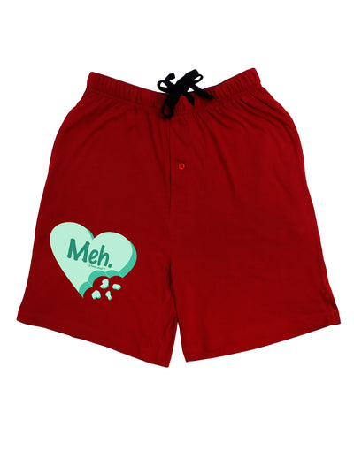 Meh Candy Heart Green - Valentines Day Adult Lounge Shorts - Red or Black by TooLoud-Lounge Shorts-TooLoud-Black-Small-Davson Sales