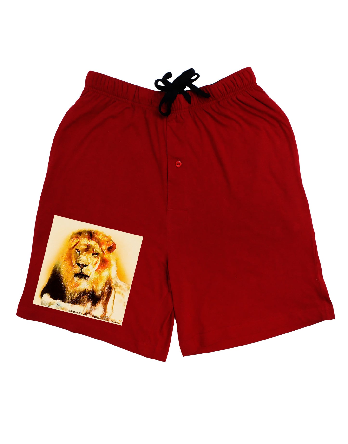 Lion Watercolor 4 Adult Lounge Shorts-Lounge Shorts-TooLoud-Red-Small-Davson Sales