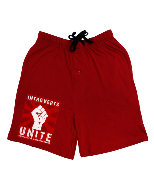 Introverts Unite Funny Adult Lounge Shorts by TooLoud-Lounge Shorts-TooLoud-Red-Small-Davson Sales
