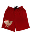 Cute Christmas Sloth with Santa Hat Adult Lounge Shorts-Lounge Shorts-TooLoud-Red-Small-Davson Sales