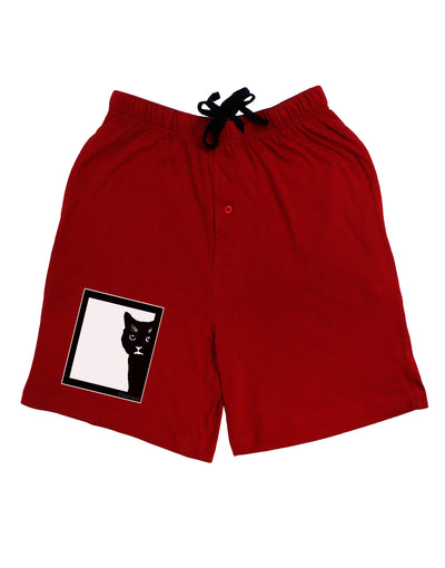 Cat Peeking Adult Lounge Shorts by TooLoud-Lounge Shorts-TooLoud-Red-Small-Davson Sales