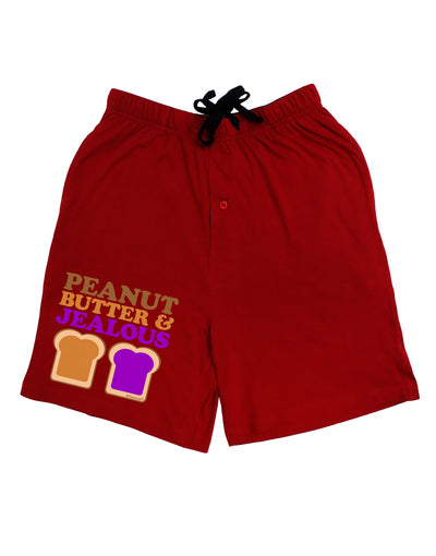 Peanut Butter and Jealous Adult Lounge Shorts - Red or Black by TooLoud-Lounge Shorts-TooLoud-Black-Small-Davson Sales