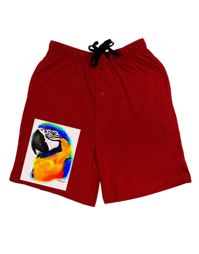 Brightly Colored Parrot Watercolor Adult Lounge Shorts-Lounge Shorts-TooLoud-Red-Small-Davson Sales