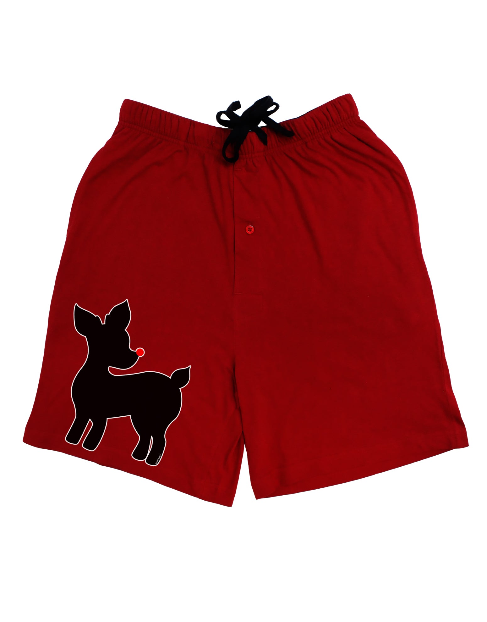 Cute Rudolph Silhouette - Christmas Adult Lounge Shorts - Red or Black by TooLoud-Lounge Shorts-TooLoud-Black-Small-Davson Sales